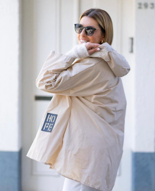 Parka Curta Hope Com Bolsos Bege Pérola