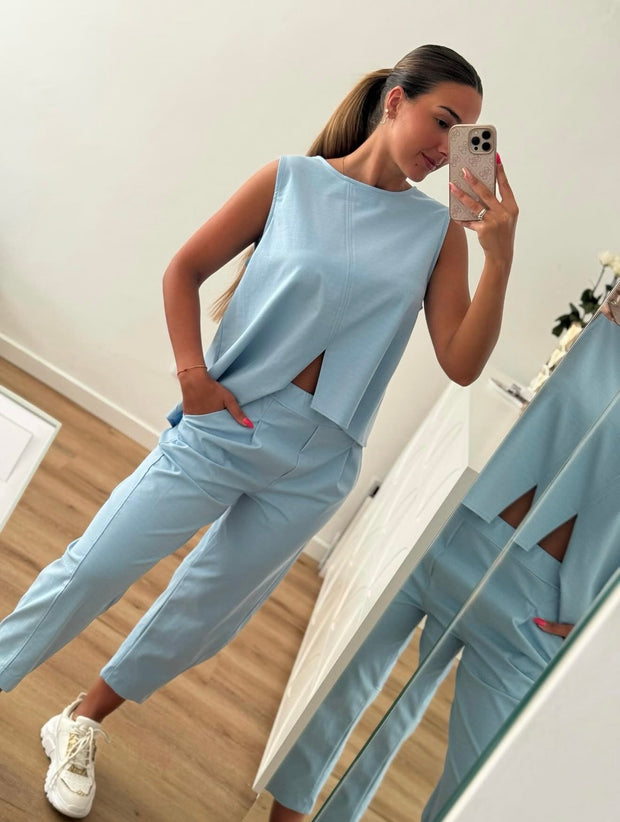 Conjunto assimétrico azul bebé