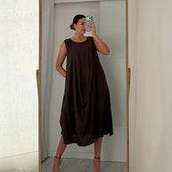 Vestido com toque macio - castanho