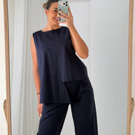 Conjunto assimétrico azul marinho