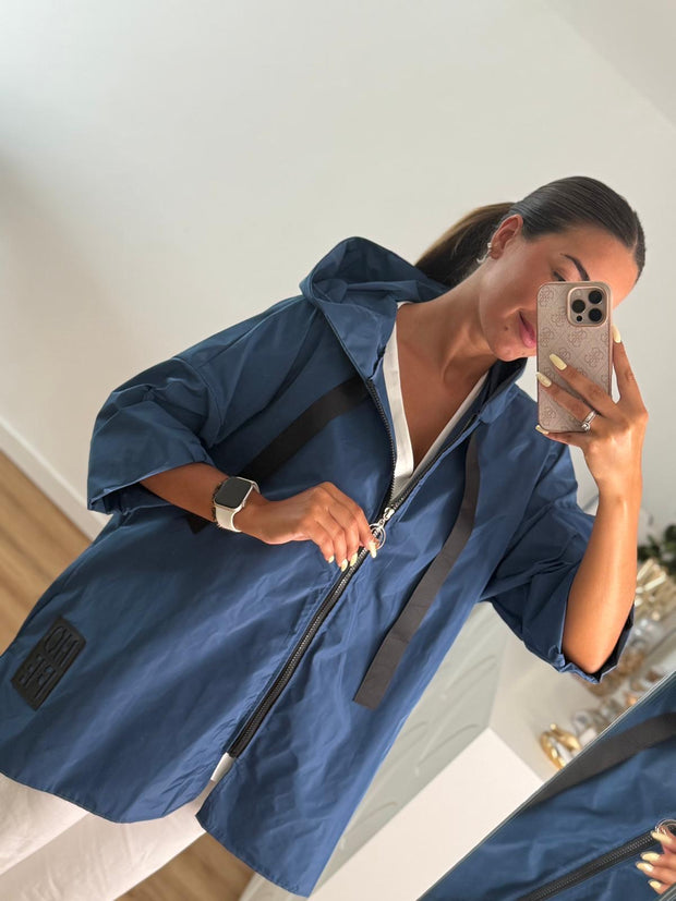 Parka Curta Hope Com Bolsos Azul Denim