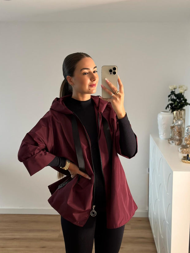 Parka Curta Hope Com Bolsos Bordeaux