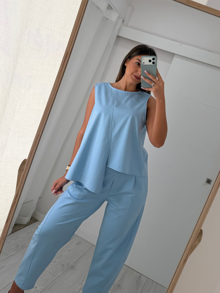 Conjunto Assimétrico azul bebé