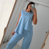 Conjunto Assimétrico azul bebé