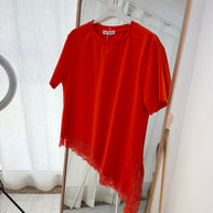 Tshirt assimétrica com renda - laranja