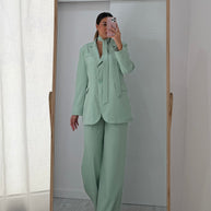 Conjunto alfaiataria verde água