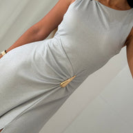 Vestido cerimónia - Gota e racha - prata