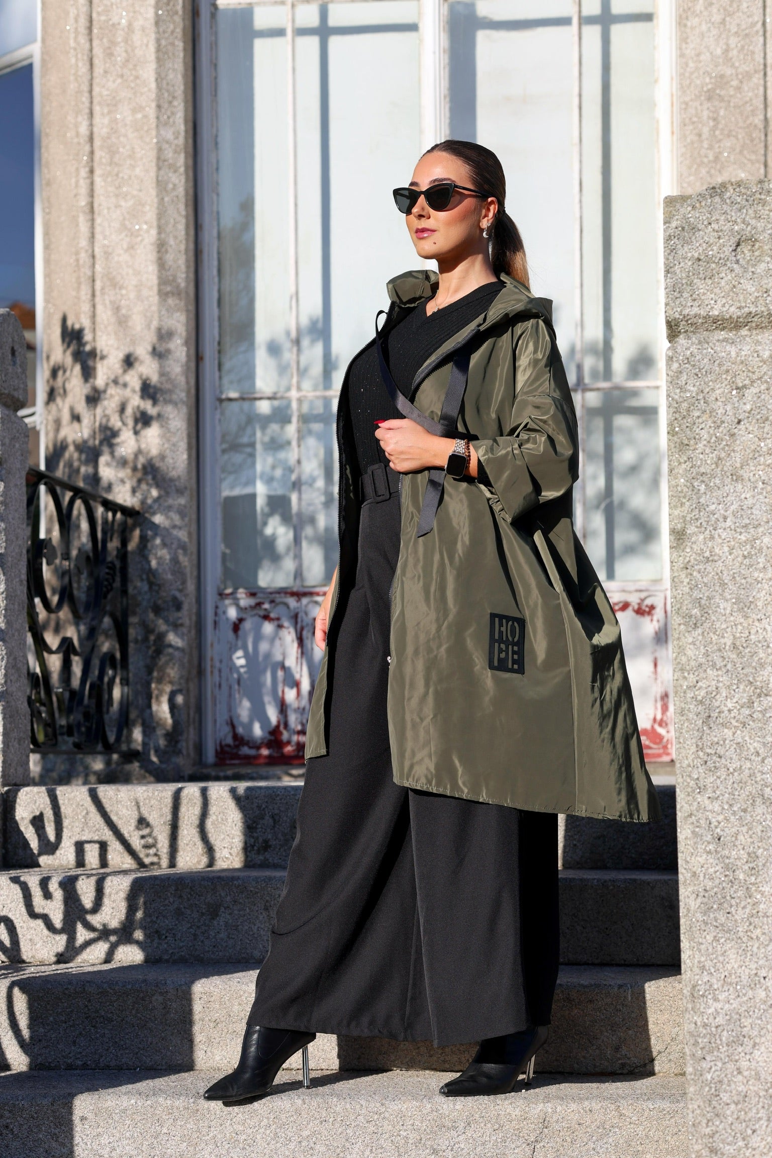 Parka Comprida Verde Kaki