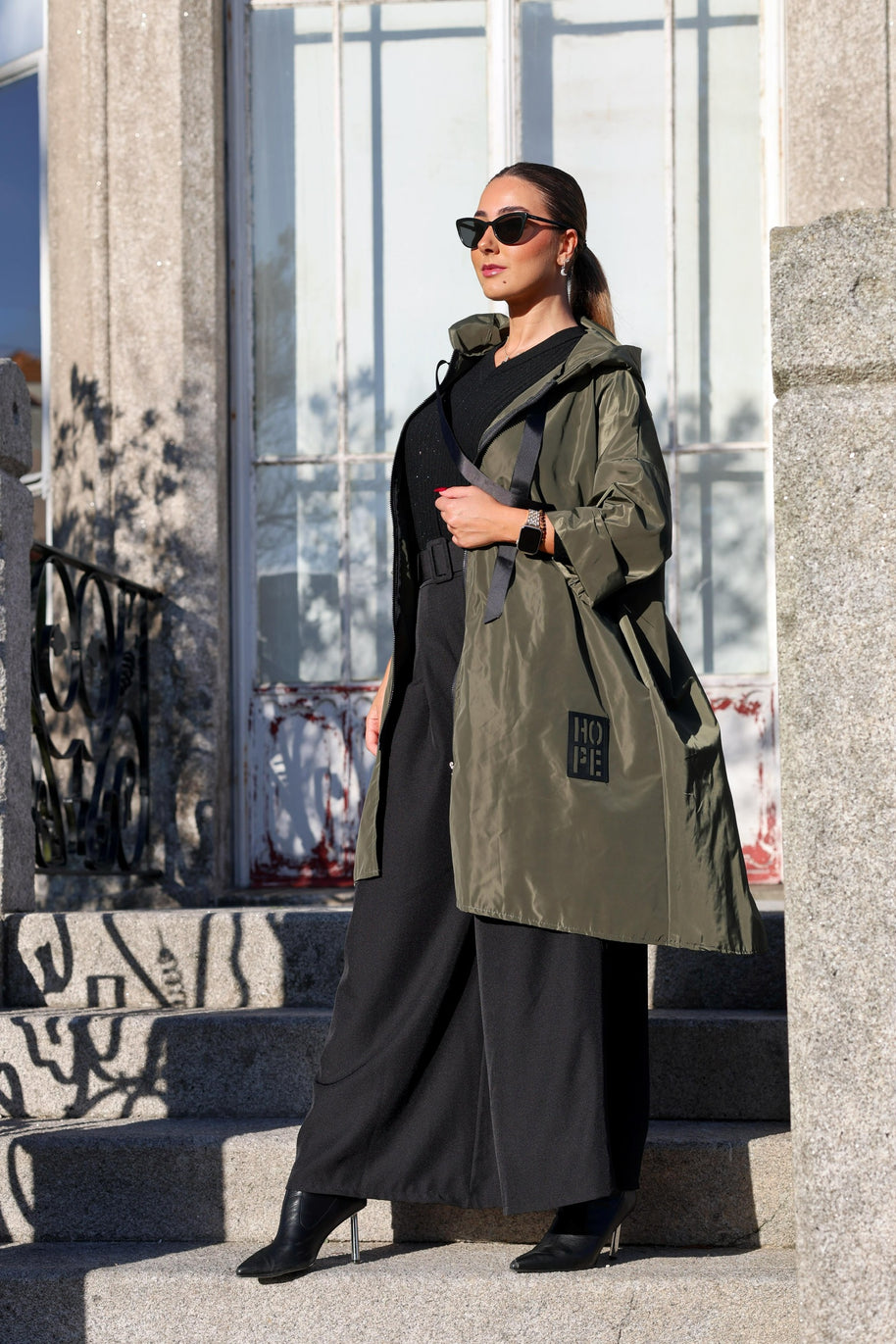 Parka Comprida Verde Kaki