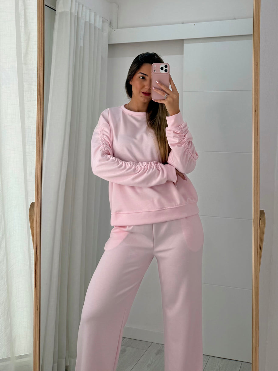Conjunto de fato de treino rosa bebé