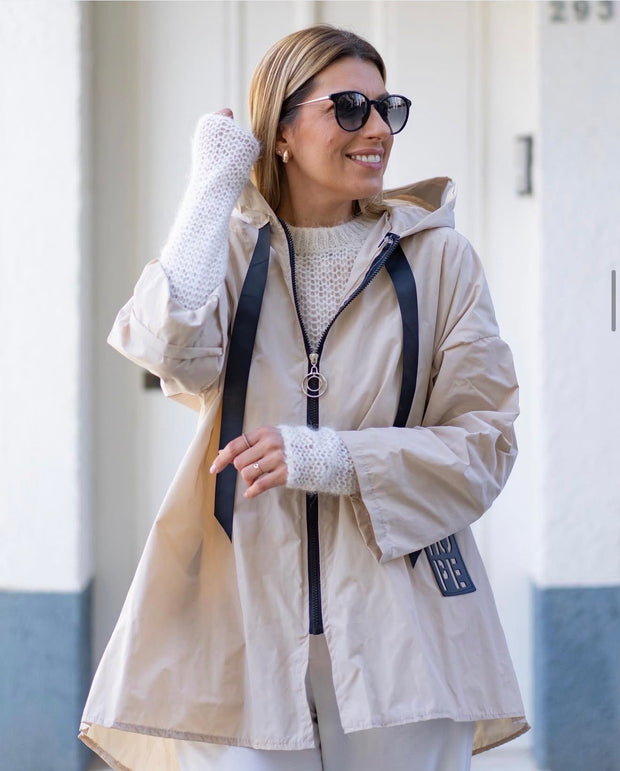 Parka Curta Hope Com Bolsos Bege Pérola