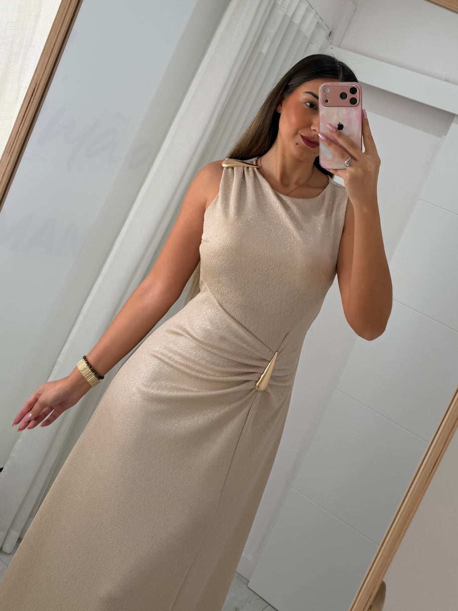 Vestido cerimónia bege