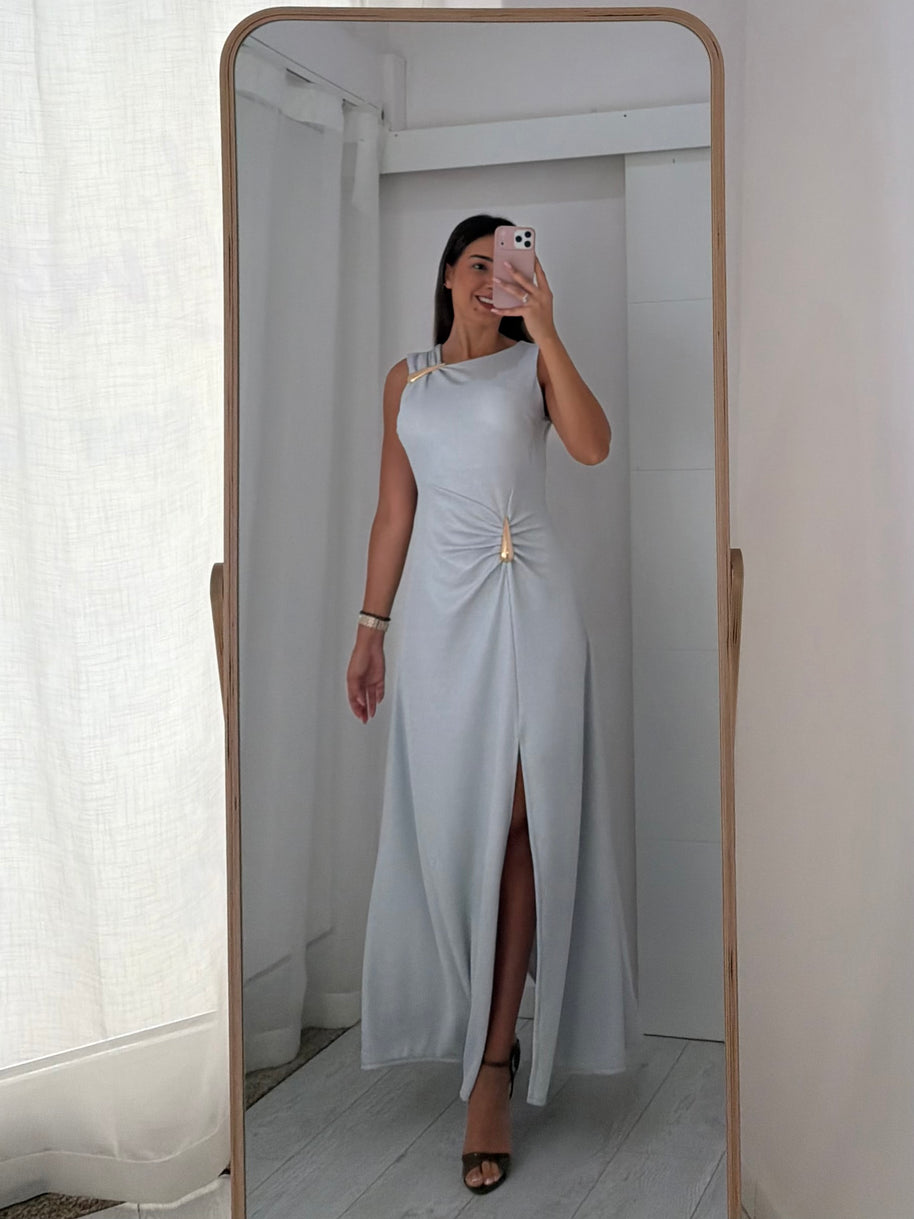 Vestido cerimónia - Gota e racha - prata