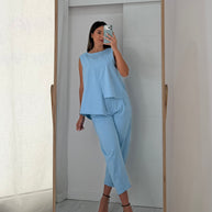 Conjunto Assimétrico azul bebé