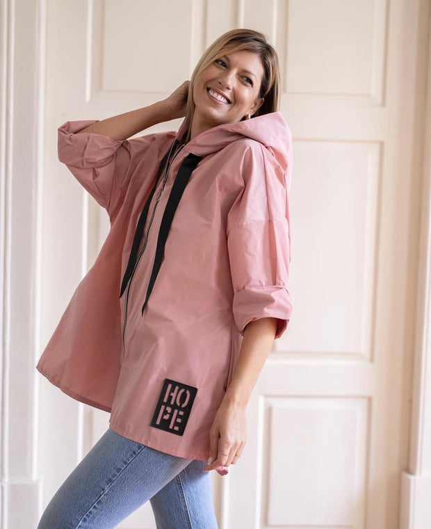 Parka Curta Hope Com Bolsos Rosa Velho