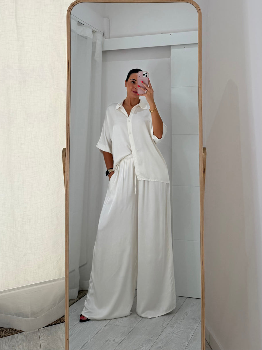 Conjunto acetinado branco