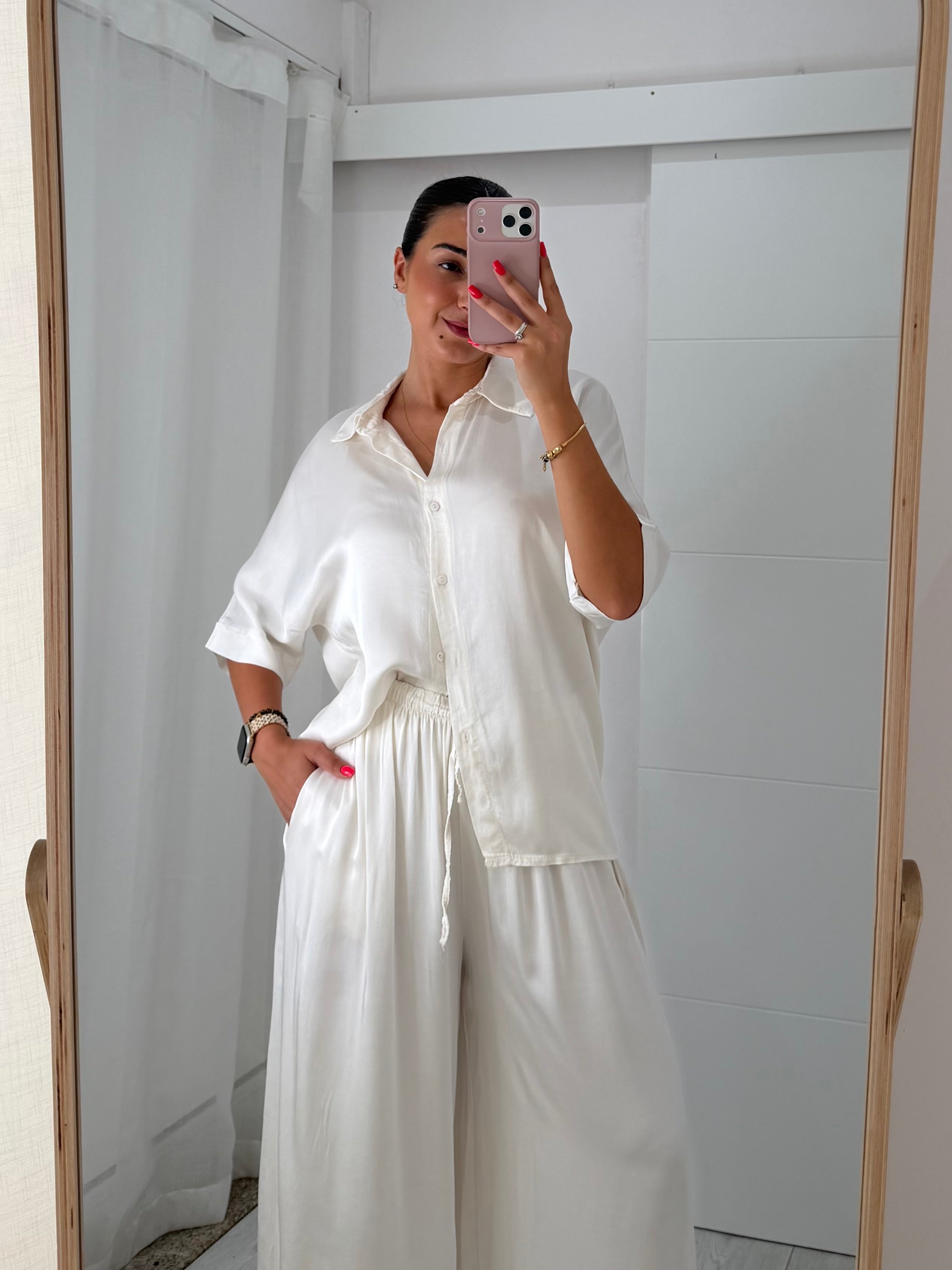 Conjunto acetinado branco