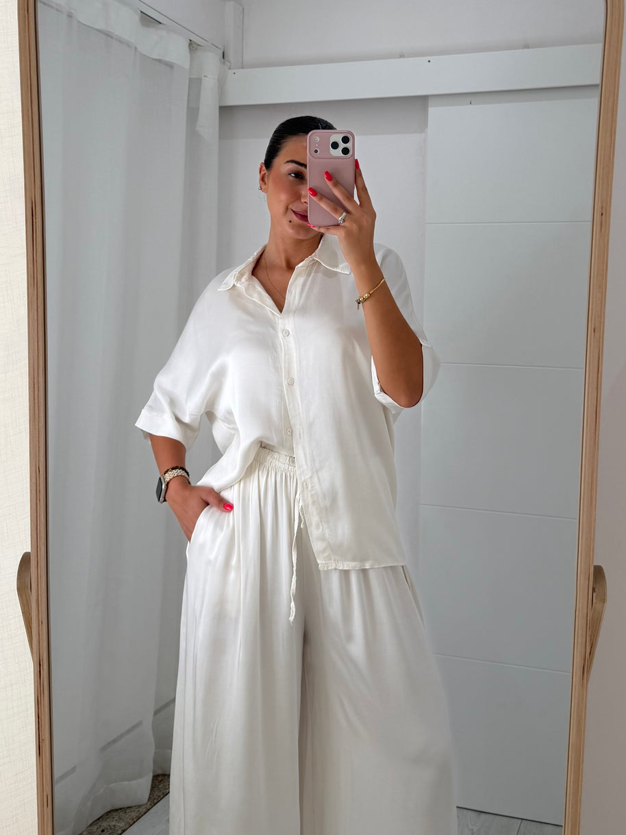 Conjunto acetinado branco