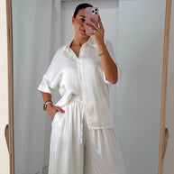 Conjunto acetinado branco