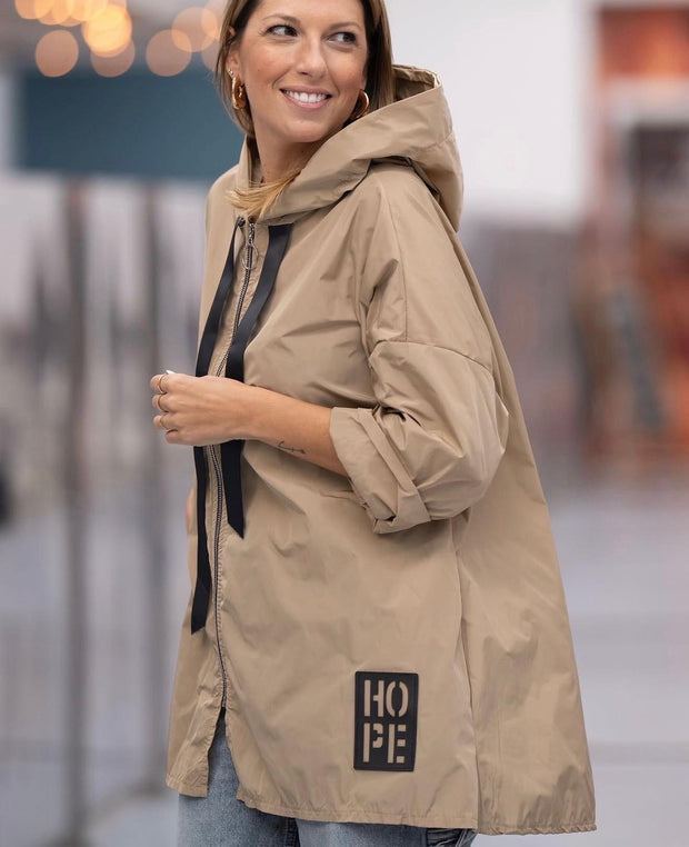 Parka Curta Hope Com Bolsos Camel