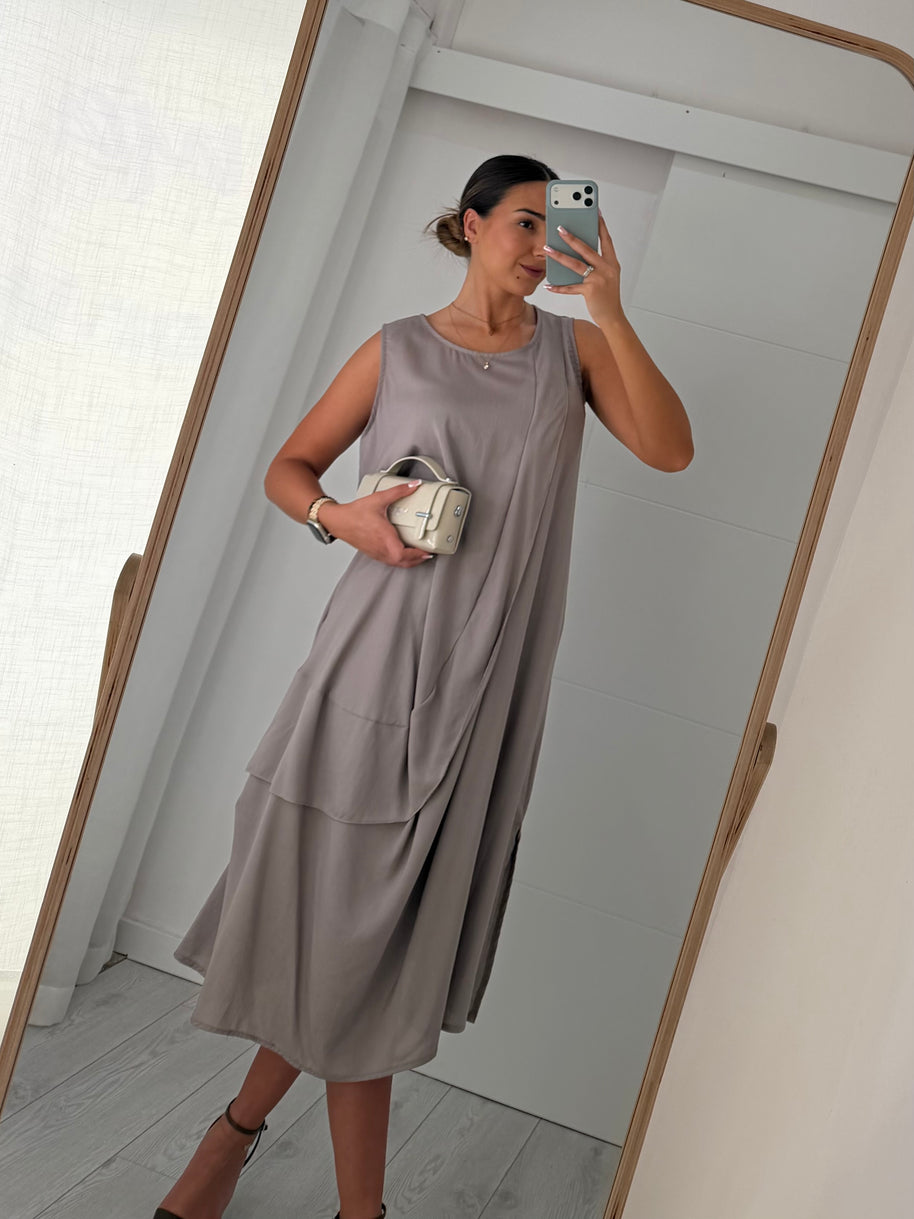 Vestido com toque macio - taupe