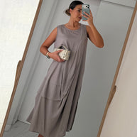Vestido com toque macio - taupe