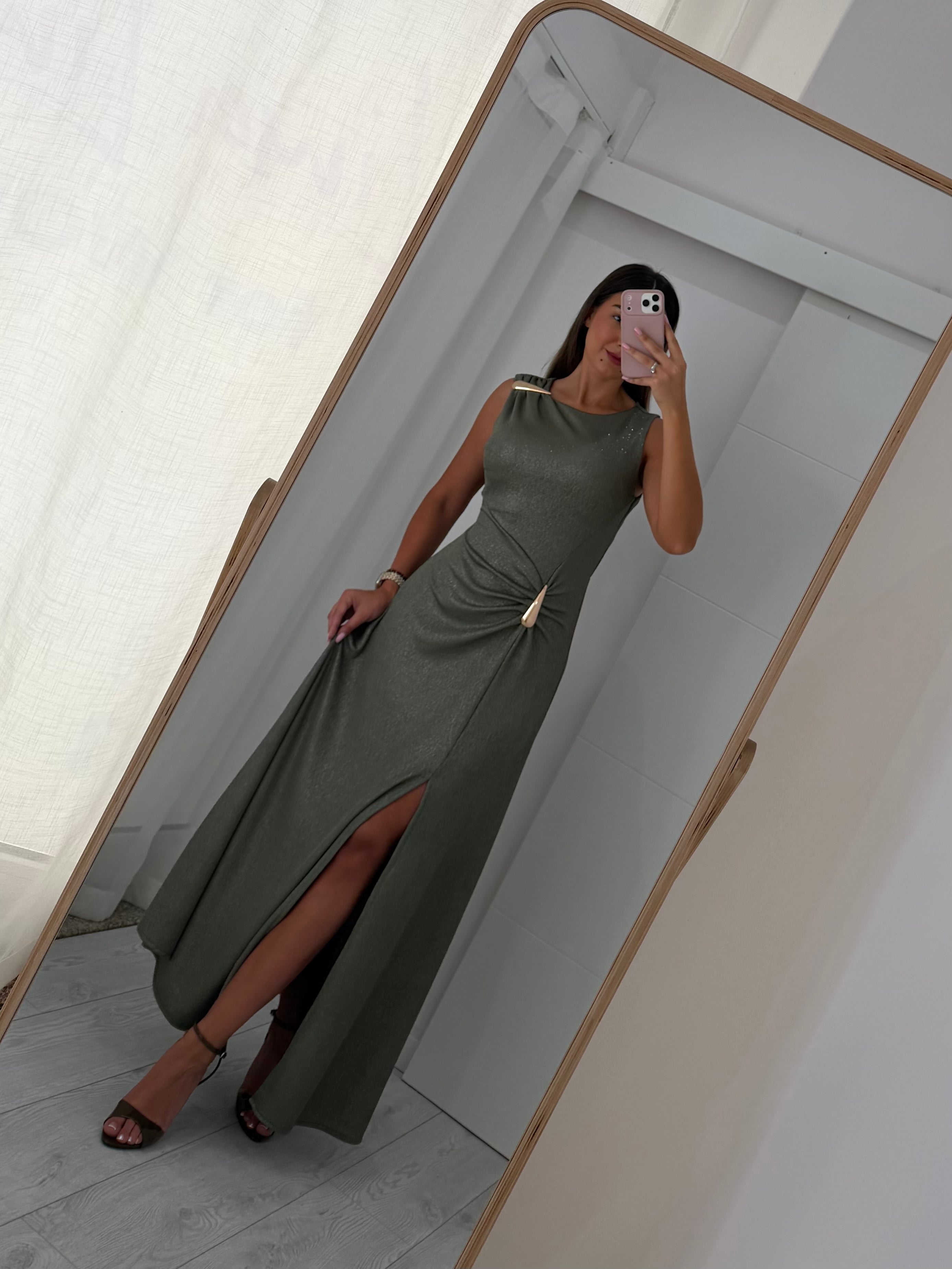 Vestido Cerimónia - Gota e racha - verde