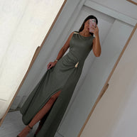 Vestido Cerimónia - Gota e racha - verde