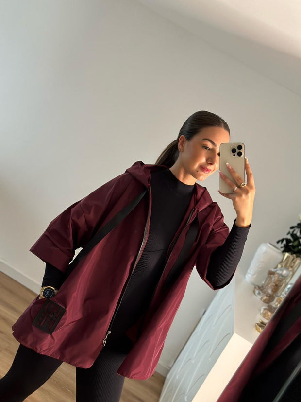 Parka Curta Hope Com Bolsos Bordeaux