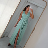 Vestido cerimónia verde água