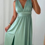 Vestido cerimónia verde água