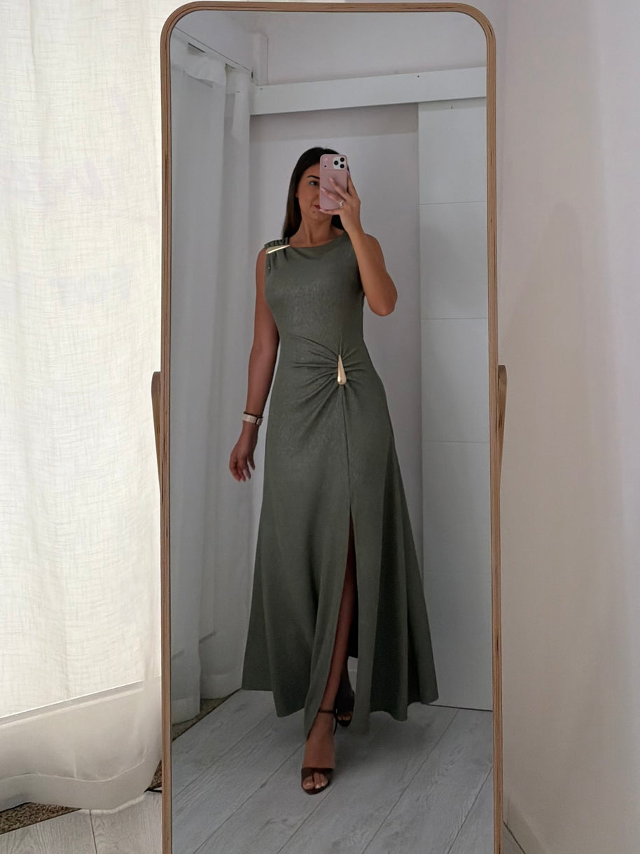 Vestido Cerimónia - Gota e racha - verde