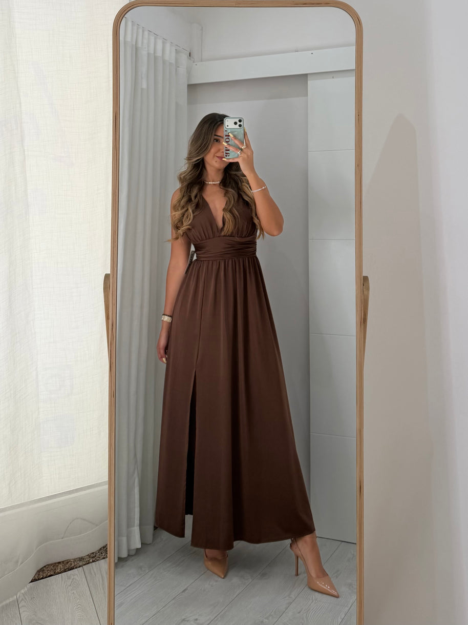 Vestido Fluido castanho