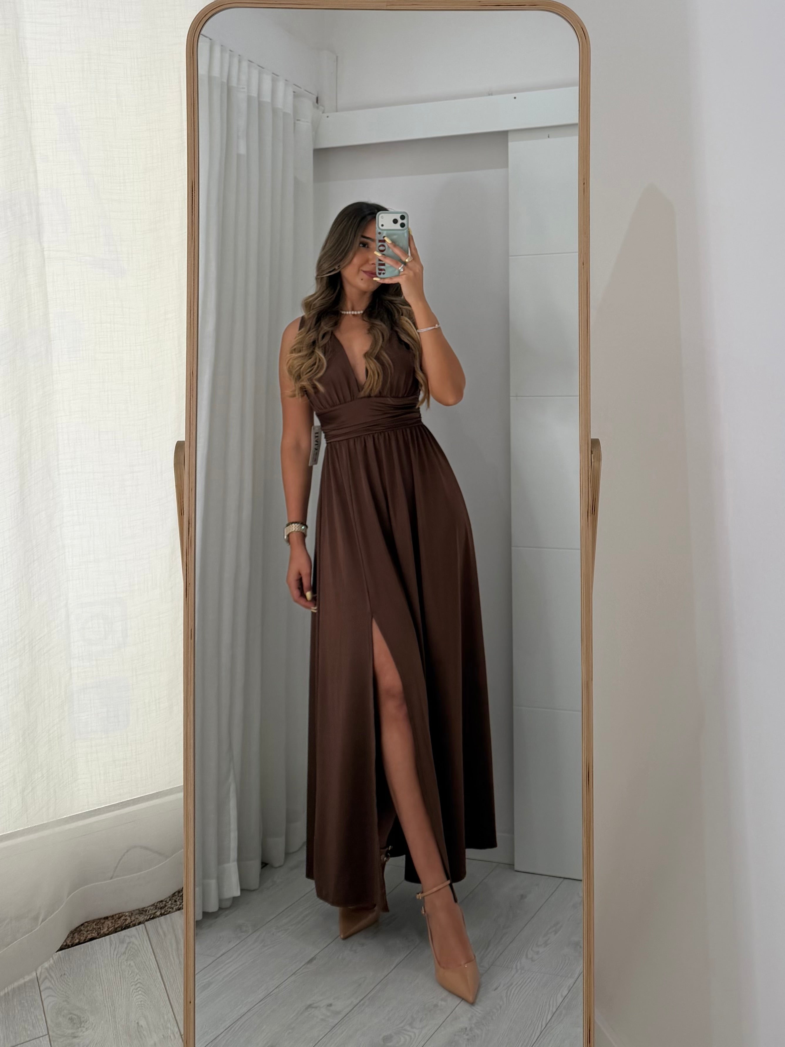 Vestido Fluido castanho