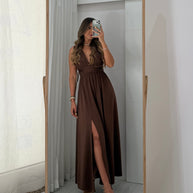 Vestido Fluido castanho