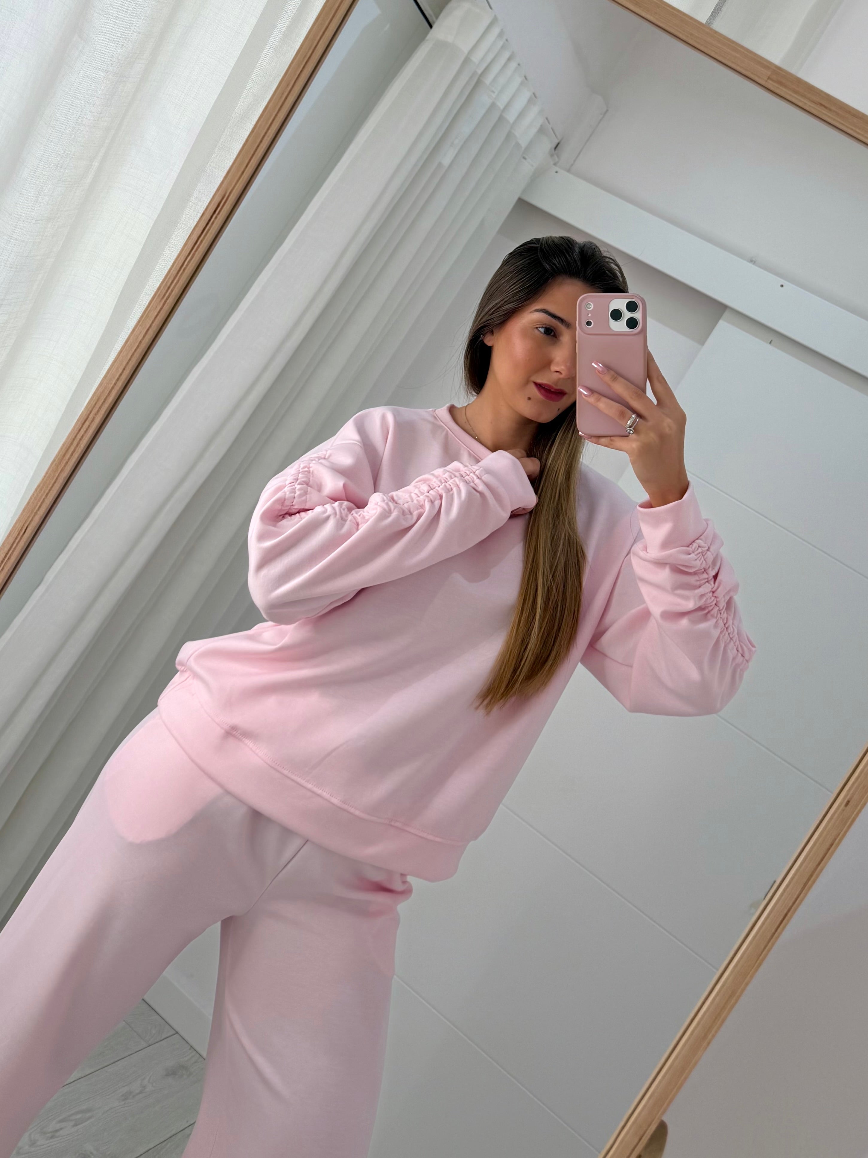 Conjunto de fato de treino rosa bebé