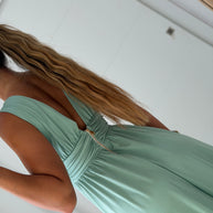 Vestido cerimónia verde água