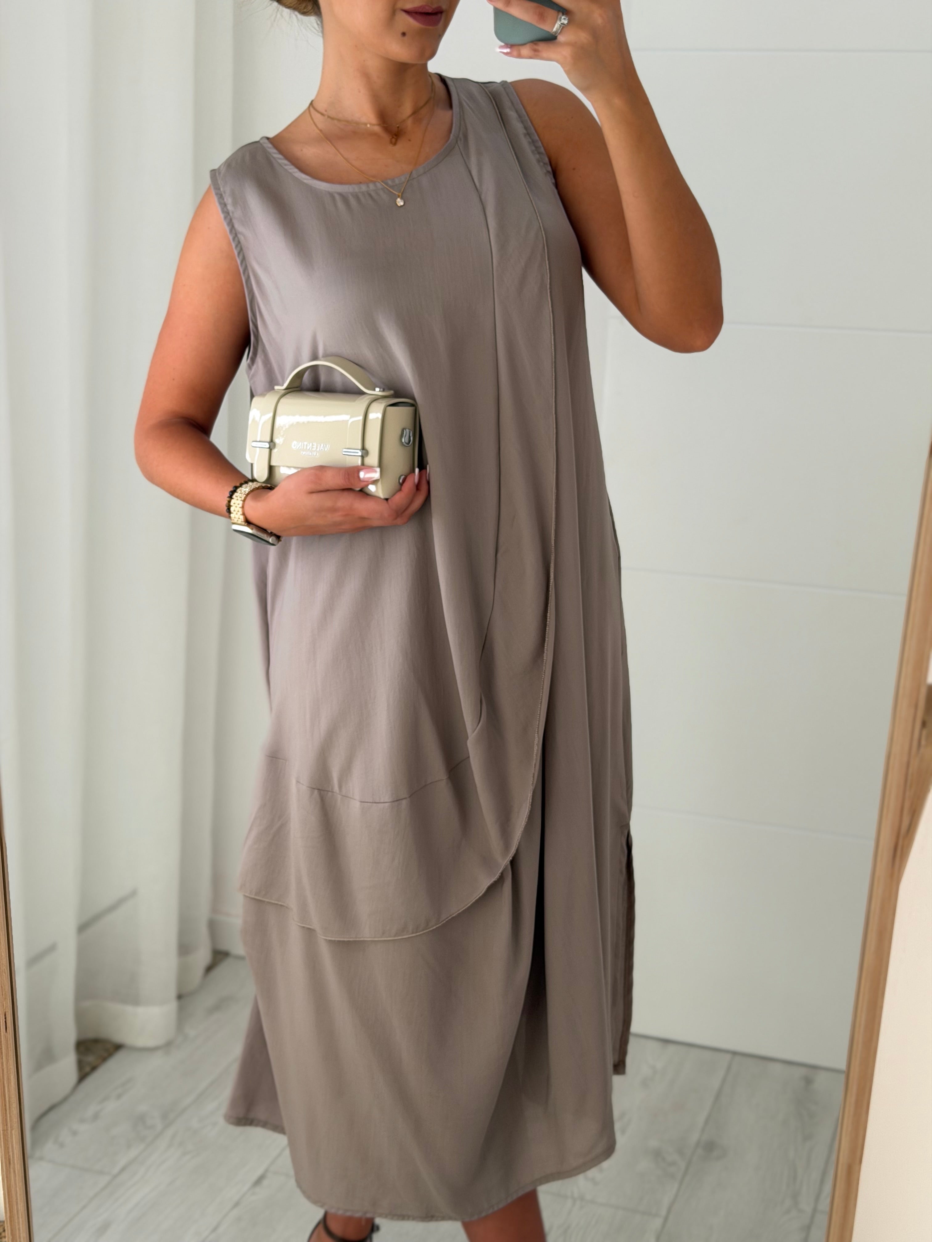 Vestido com toque macio - taupe