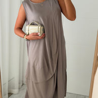 Vestido com toque macio - taupe
