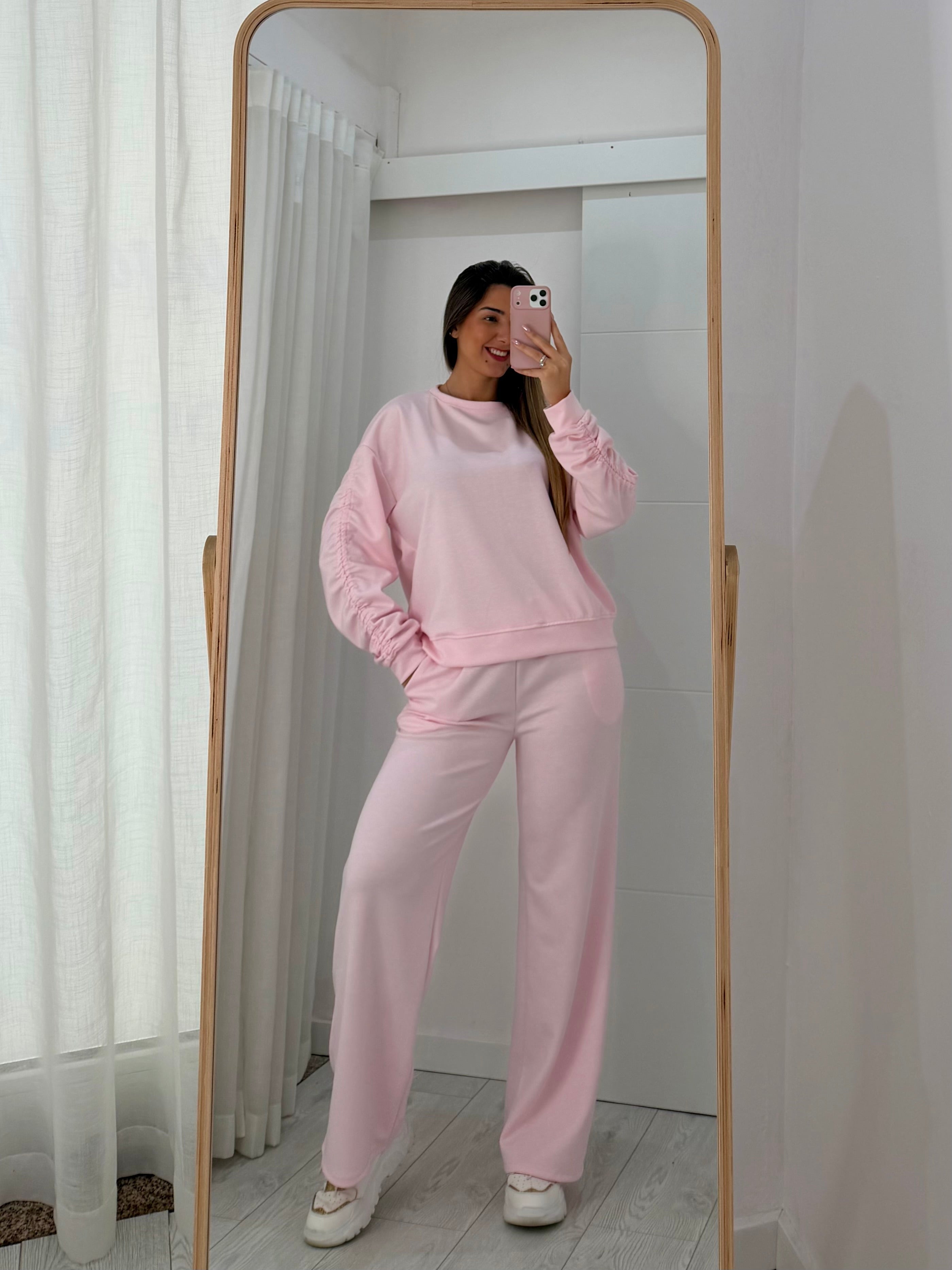 Conjunto de fato de treino rosa bebé