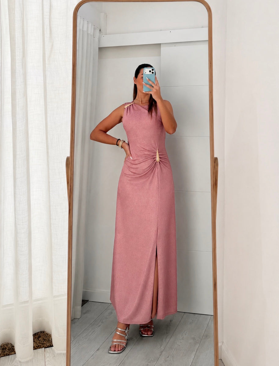 Vestido Cerimónia - Gota e racha - Rosa