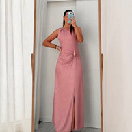 Vestido Cerimónia - Gota e racha - Rosa