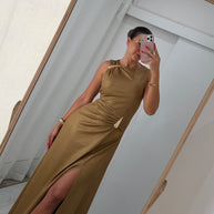 Vestido dourado - gota e racha