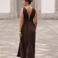 Vestido cerimónia - castanho chocolate