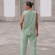 Conjunto assimétrico com botão - verde menta