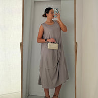 Vestido com toque macio - taupe