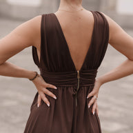 Vestido cerimónia - castanho chocolate