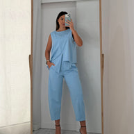 Conjunto Assimétrico azul bebé