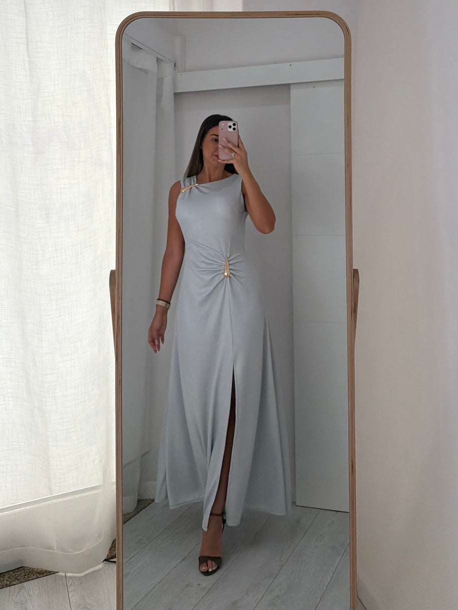 Vestido cerimónia - Gota e racha - prata