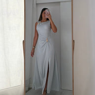 Vestido cerimónia - Gota e racha - prata